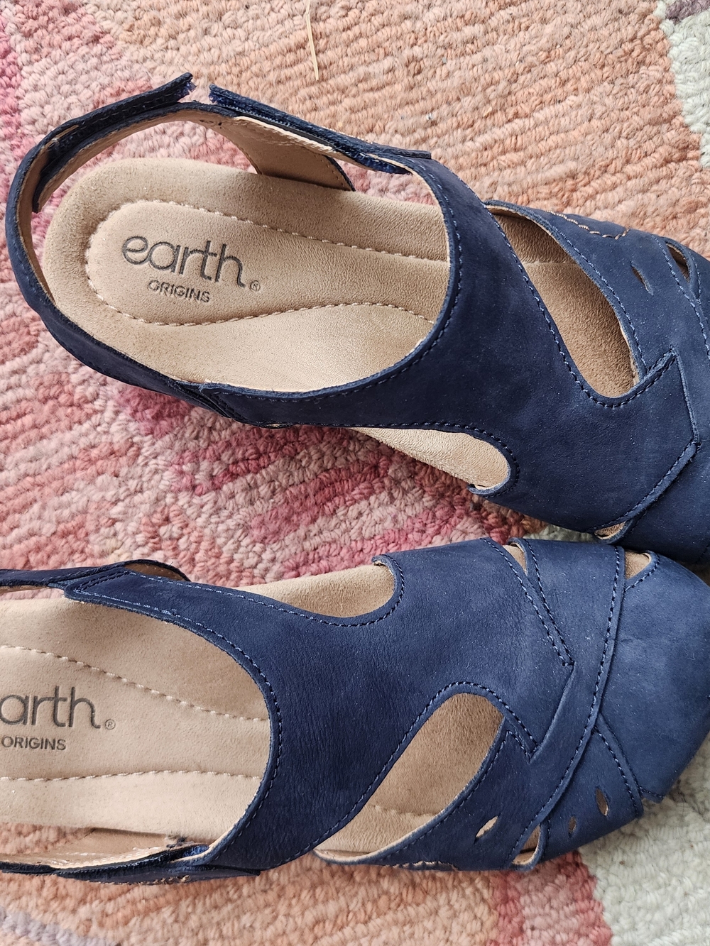 Earth Origins Womens Navy Suede Slingback Sandals - Picture 4 of 6